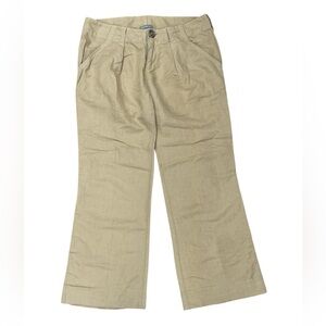 James Perse Linen and Cotton Khaki Wide Leg Pants